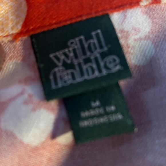 Red Floral Button-Up T-shirt Tropical Print Lightweight Relaxed Vacation Style - Picture 5 of 5